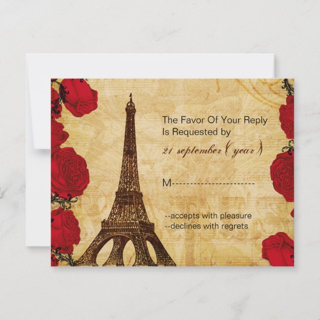 tour vintage rouge eiffel Paris mariage rsvp (Devant)