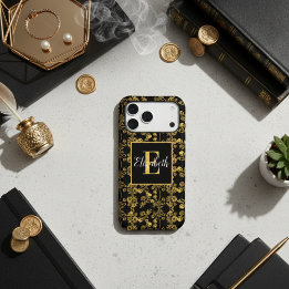 Tourbillon chic Or floral vintage Monogramme initi