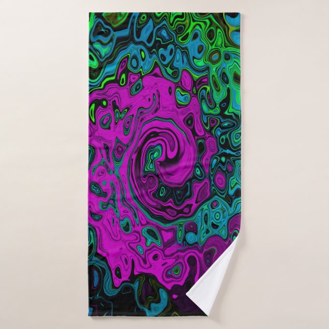 Tourbillon d'art liquide groovy abstrait magenta g (Serviette de bain)