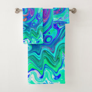 Tourbillon Liquide Abstrait Bleu et Vert Groovy