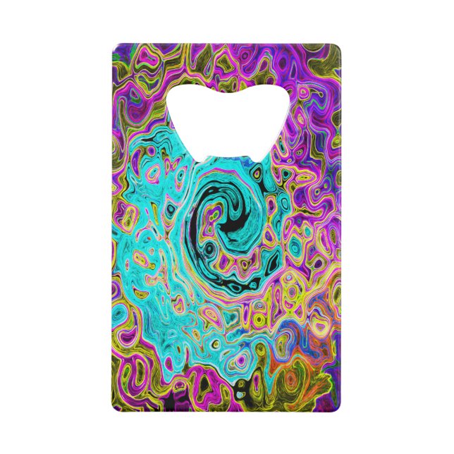 Tourbillon Liquide Rétro Abstrait Groovy Bleu Aqua (Devant)