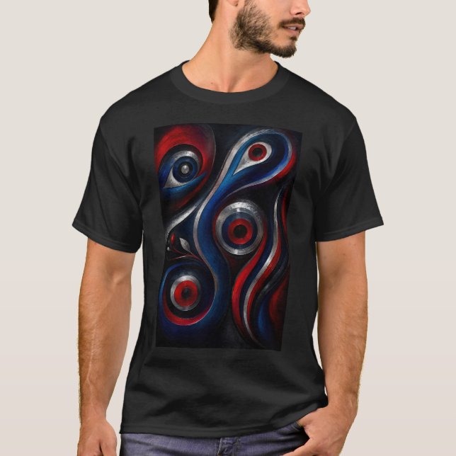 Tourbillon Métallique | T-Shirt Abstrait Moderne (Devant)