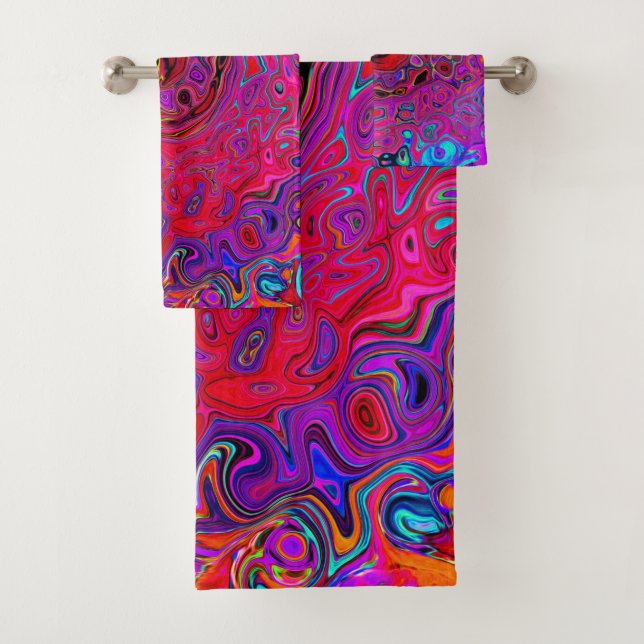 Tourbillon Rouge et Violet Abstrait Rétro Liquide  (En situation)
