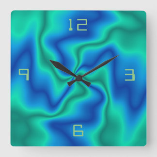 Tourbillonnant bleu inhabituel> Horloge murale art