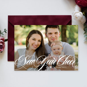 Tourbillonnant Cheer Joyeux Carte photo du Nouvel 