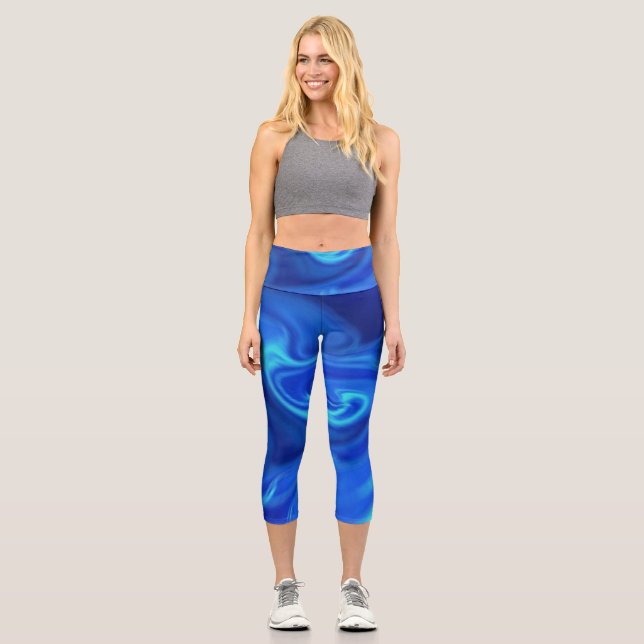 Tourbillons bleu foncé sur les leggings de Capri (Recto)