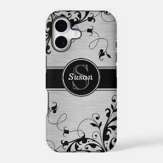 TOURBILLONS NOIRS ARGENTÉS À VOTRE MONOGRAMME