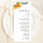 Tournée de pays audacieux | Menu Dîner Mariage<br><div class="desc">Ce tournesol de pays audacieux | Le menu du dîner mariage est parfait pour votre réception de mariage de jardin d'été boho classique simple. Le design comprend un bouquet de vintage or jaune aquarelle et des tournesols oranges rustiques, une élégante végétation d'eucalyptus vert sauge moderne et une rose en ivoire...</div>
