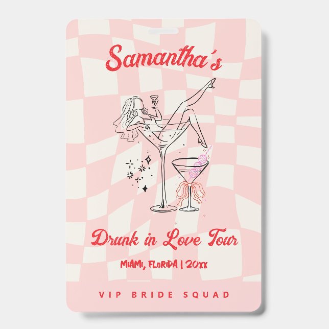 Tournée Drunk in Love Badge Bachelorette Rose (Avant)