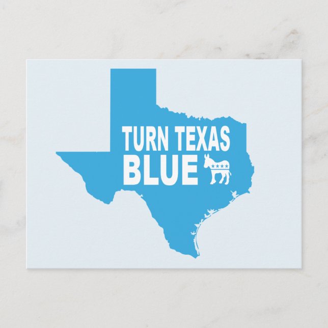 Tourner la carte postale bleue Texas | Vote démocr (Devant)