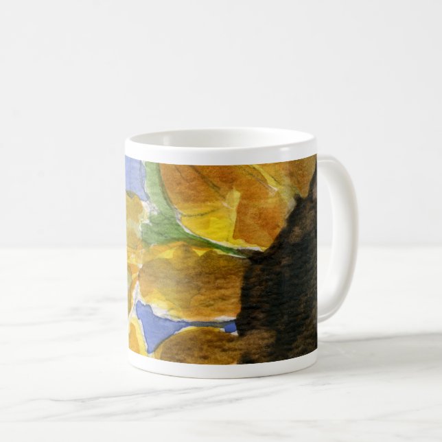 Tournesol 01 Peinture Mug Aquarelle Art (Devant droit)