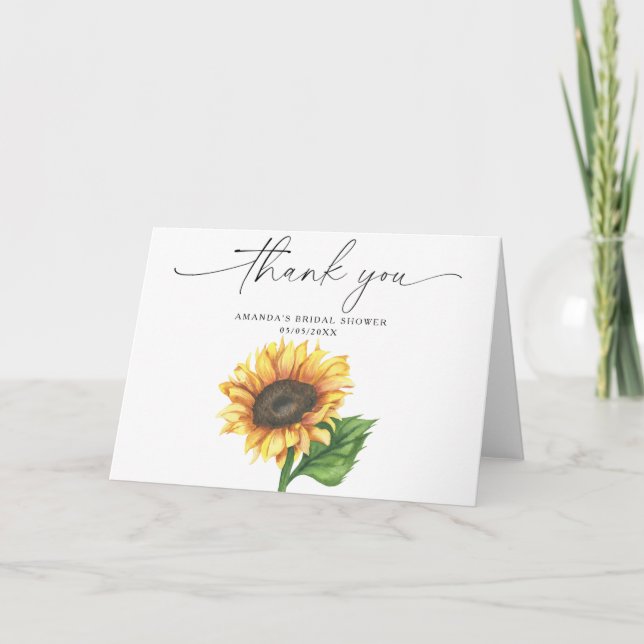 Tournesol aquarelle, merci cadeau de douche de mar (Devant)