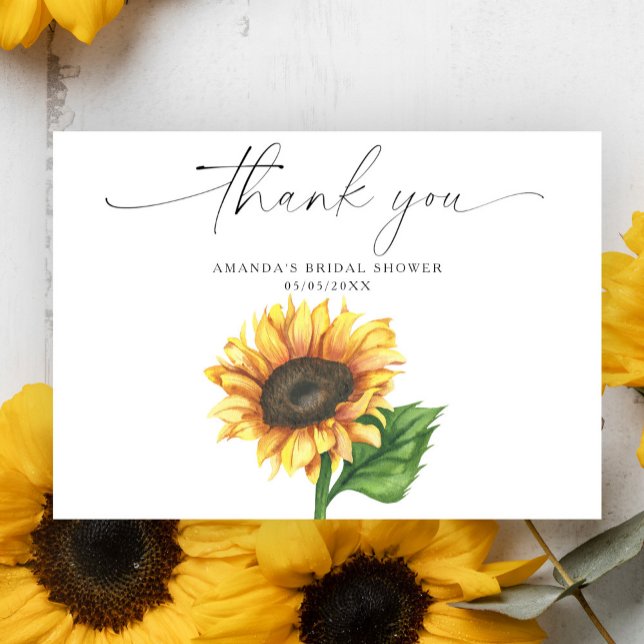 Tournesol aquarelle, merci cadeau de douche de mar (Créateur téléchargé)