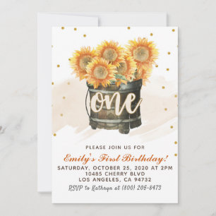 Tournesol automne premier anniversaire Invitation