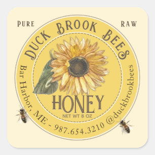 Tournesol avec Étiquette de miel d'abeilles