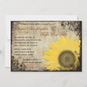 Tournesol avec Ladybug Vintage Wedding Invitation