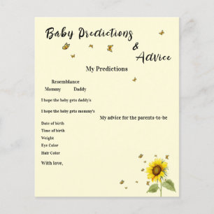 Tournesol avec Papillons Baby shower Jeu Flyer