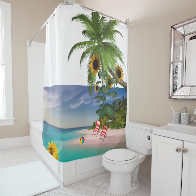 Tournesol Beach Douche rideau (En situation)