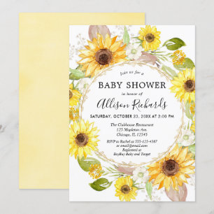 Tournesol bébé invitations douche aquarelle
