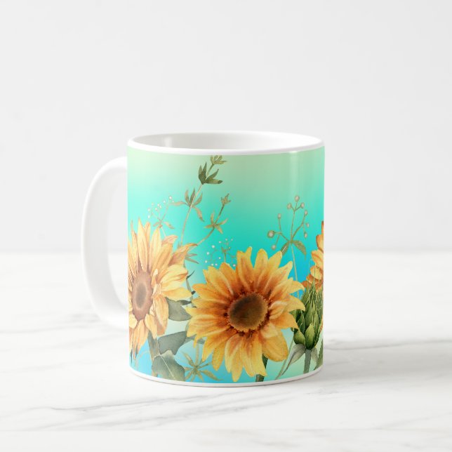 Tournesol bleu jaune café Mug (Devant gauche)