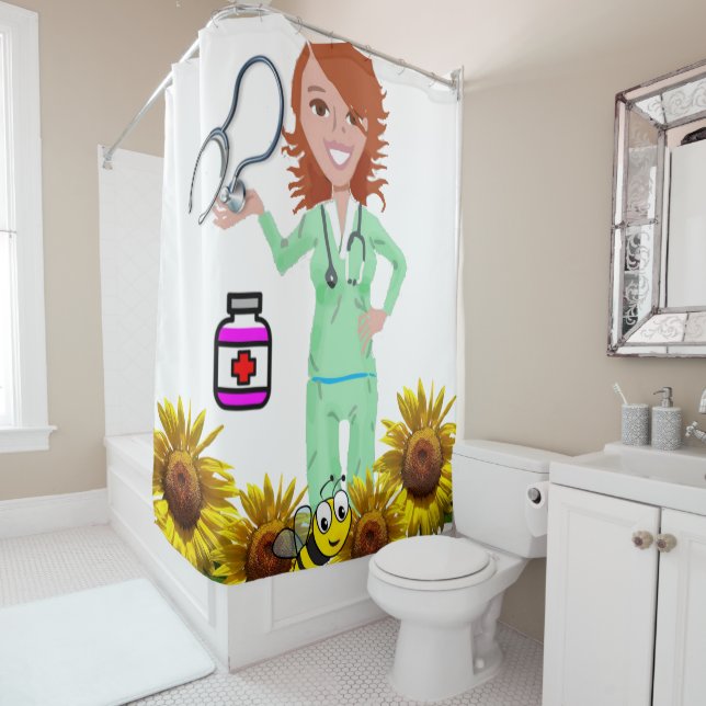 Tournesol Bumblebee Infirmière Douche rideau (En situation)