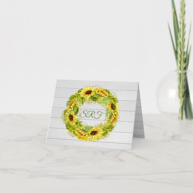 Tournesol Carte de Remerciement ou Carte Simple (Devant)