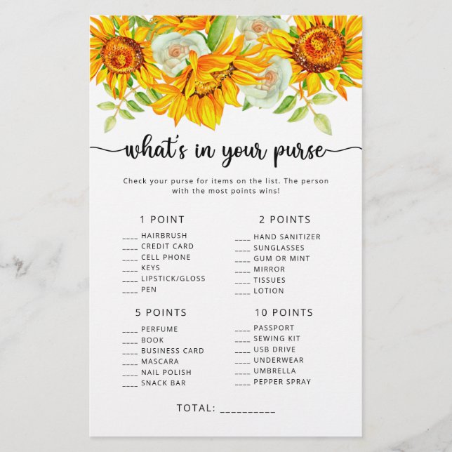 Tournesol ce qui est dans votre jeu de bourse (Devant)