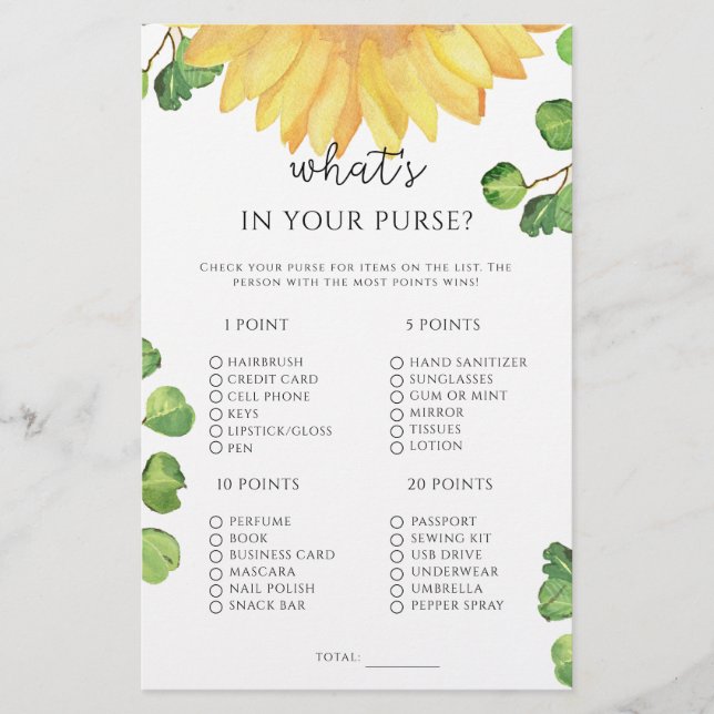 Tournesol ce qui est dans votre jeu de bourse (Devant)