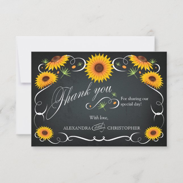 Tournesol Chalkboard Floral Bold Merci Vintage (Devant)