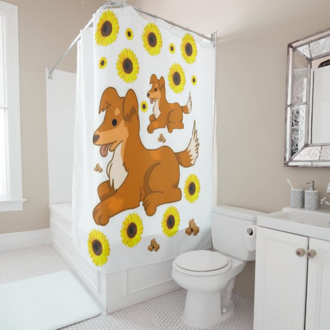 Tournesol Chien Douche rideau (En situation)
