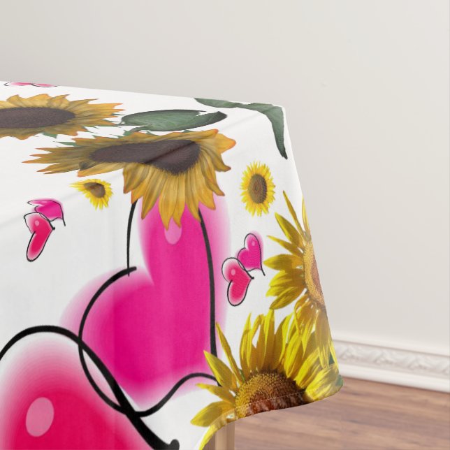 Tournesol Coeurs roses Nappe (In Situ)