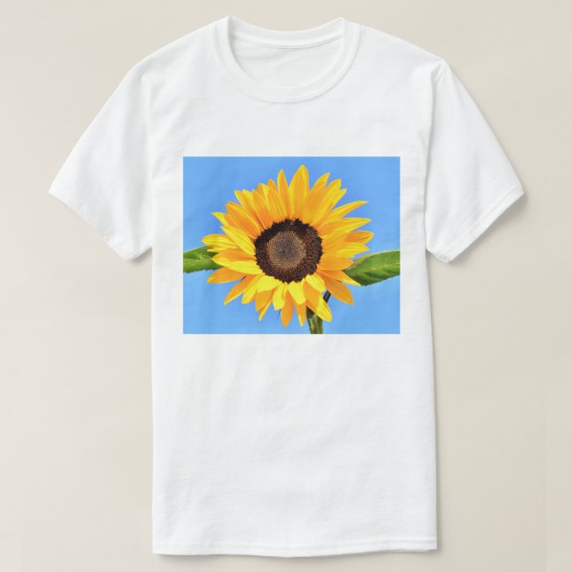 Tournesol contre soleil sur ciel bleu - T-shirt ét (Design devant)