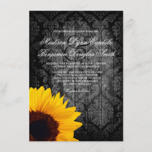 Tournesol Damas vintage Faire-part de mariage rust
