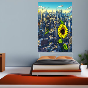 Tournesol dans la ville   AI Art Poster