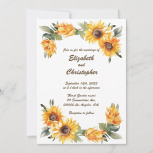 Tournesol de récolte : Faire-part de mariage perso
