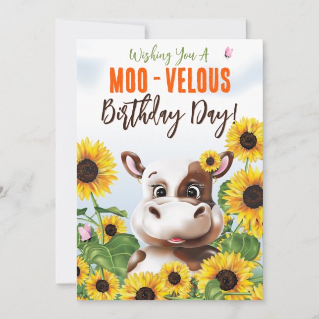Tournesol de vache drôle d'anniversaire (Devant)