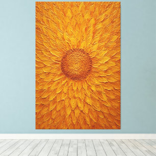 Tournesol Doré en Fleurs Texturé Art Mural Abstrai