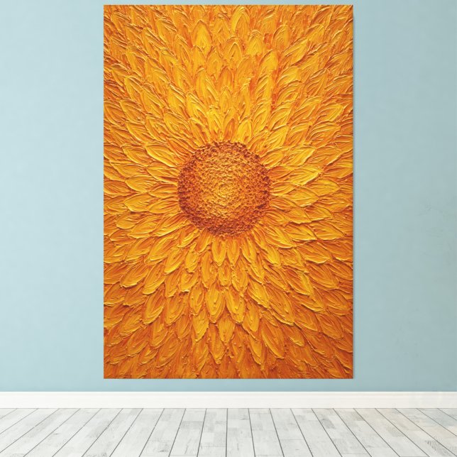 Tournesol Doré en Fleurs Texturé Art Mural Abstrai (Insitu (Plancher de Bois))
