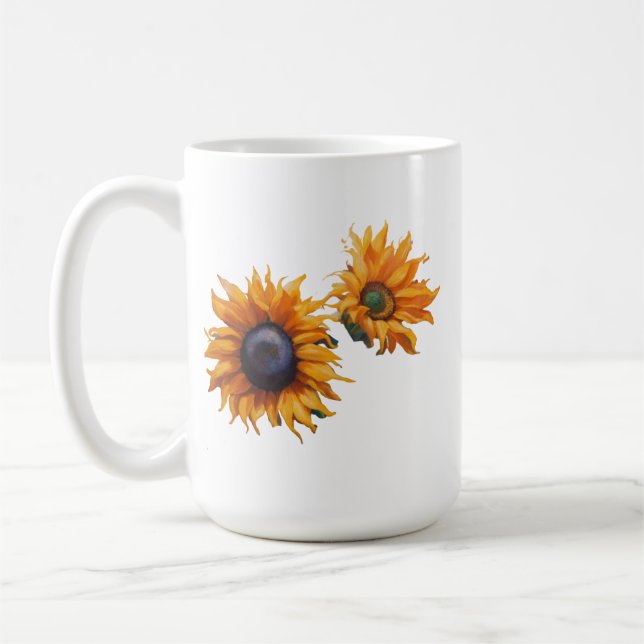 Tournesol en fleur 15 oz Mug classique (Gauche)