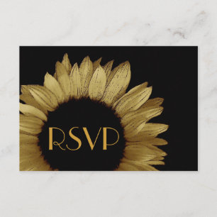 Tournesol en or pâle ancien Mariage RSVP petit