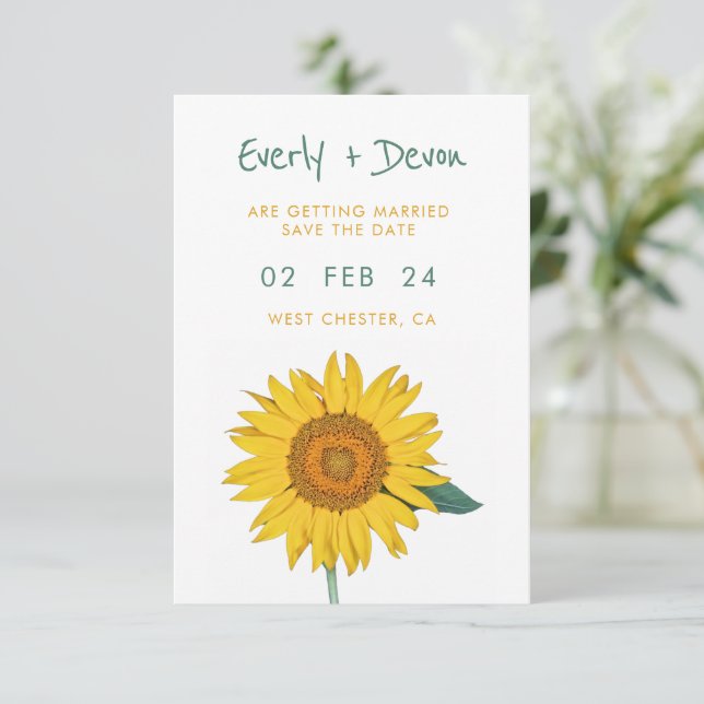 Tournesol Enregistrer La Date Invitation (Debout devant)
