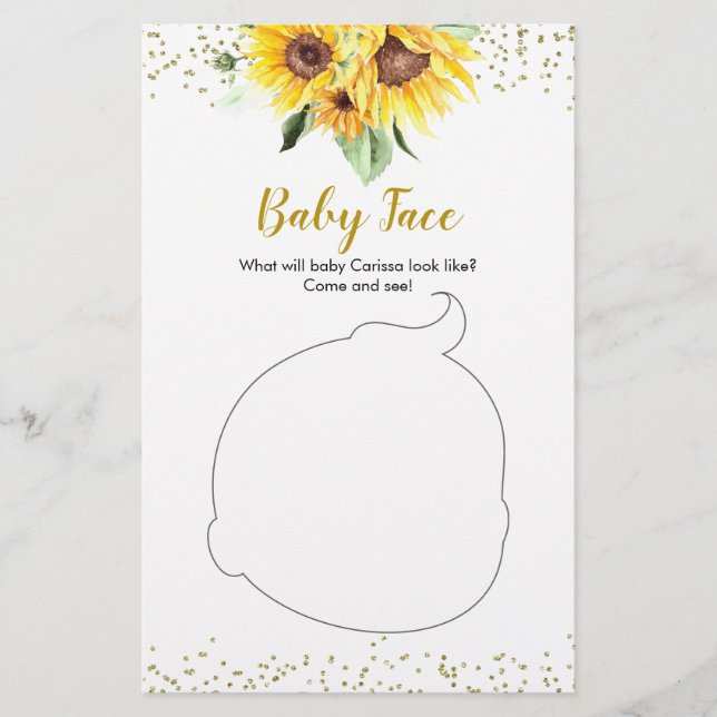 Tournesol est sur le chemin Baby shower Baby Face (Devant)