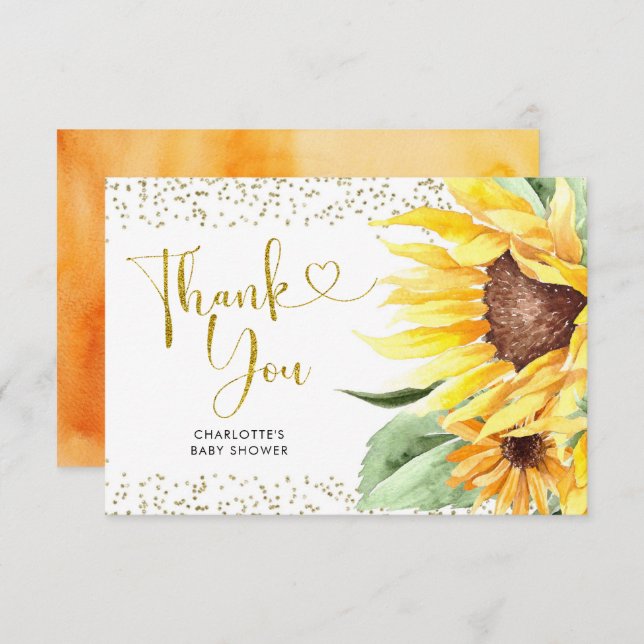 Tournesol est sur le chemin Baby shower Carte de r (Devant / Derrière)