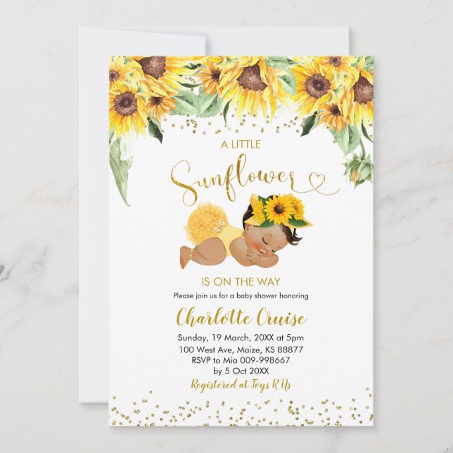 Tournesol est sur le chemin Baby shower Invitation (Devant)
