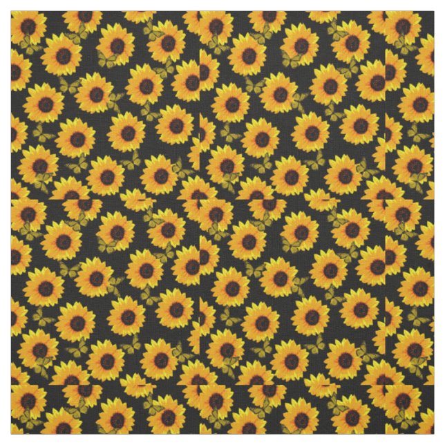 Tournesol Et Papillons, Tissu De Coton (Échantillon)