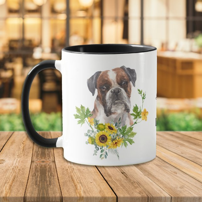 Tournesol Eucalyptus Boxe Chien Mug (Créateur téléchargé)