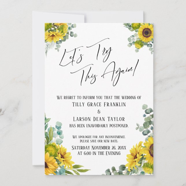 Tournesol Eucalyptus Essayons cette carte encore (Devant)