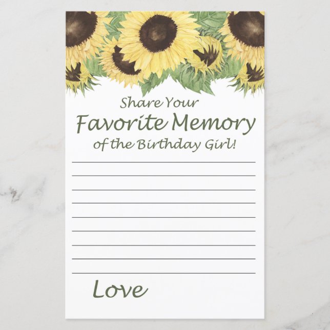 tournesol Favorite Mémoire de la fille d'anniversa (Devant)