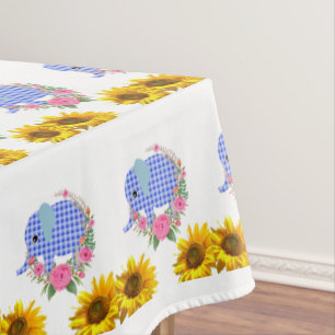 Tournesol Floral Blue Elephant Nappe