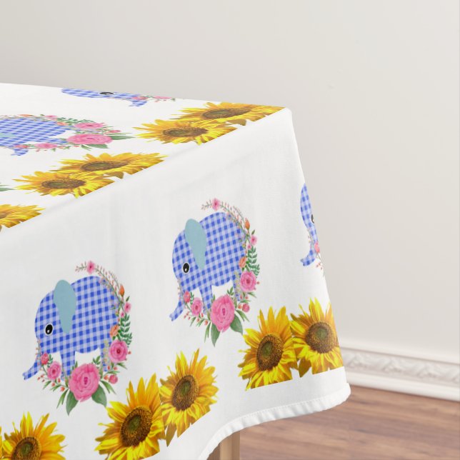 Tournesol Floral Blue Elephant Nappe (In Situ)